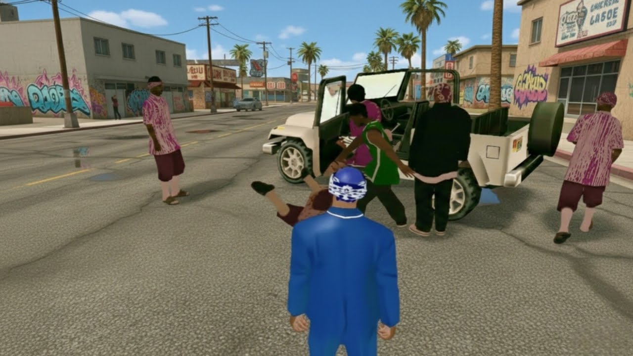 Three Gangs One Jeep😂🔥Ballas Copy Clone vs Fam3 Full Street Fight GTA San Andreas Long Video🚙💥