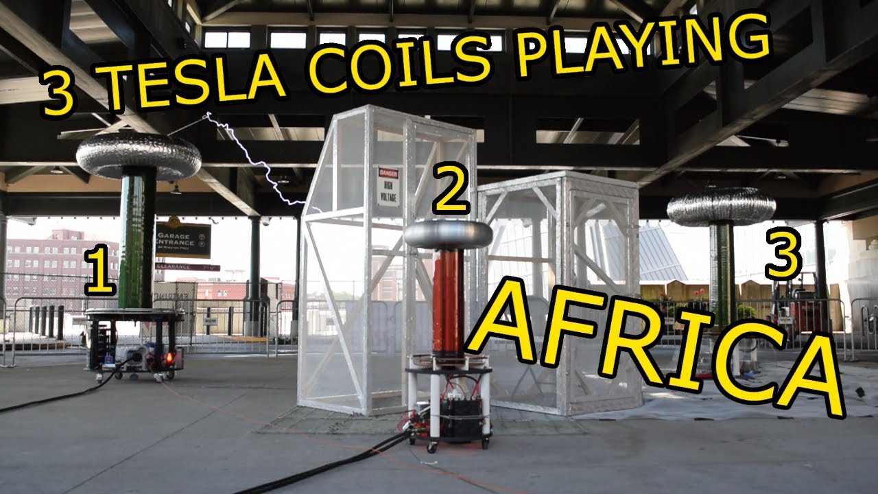 Three Tesla Coils play - Africa - Toto