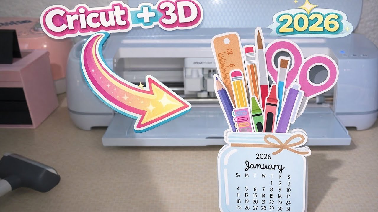 Календарь на 2026 год с использованием Cricut Design Space и 3D-принтера.