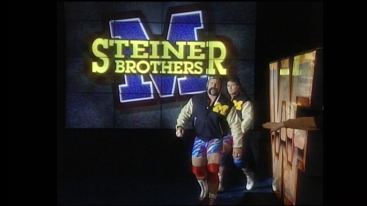 The Steiner Brothers destroy their adversaries. Superstars 1993.