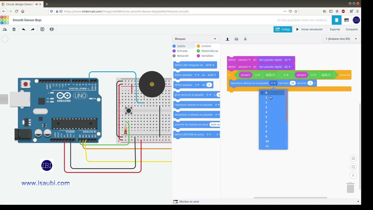 Detector de presencia con Arduino en Thinkercad