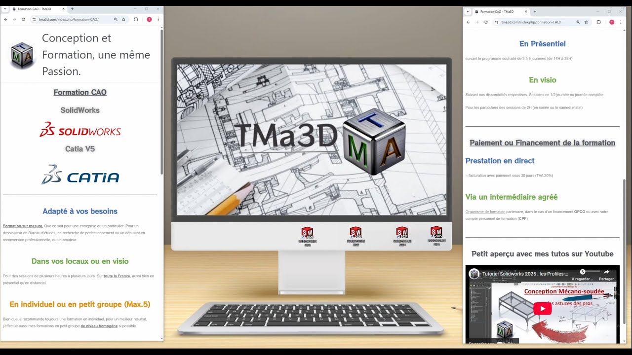 Formation initiation d&eacute;butant Solidworks 2025 - financement CPF possible.