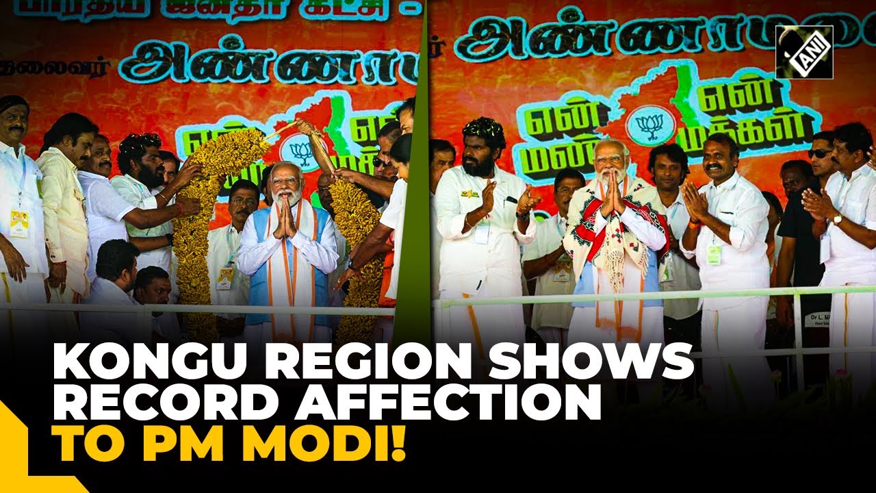 Kongu region shows record affection to PM Modi, gifts him 67 Kg turmeric garland, shawl