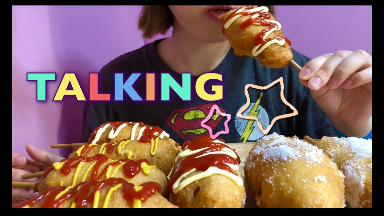 【TALKING●MUKBANG●喋り方注意】アメリカンドッグ!!CORN DOG!!