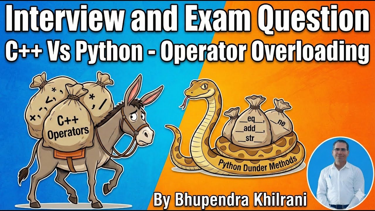 #2  Interview + Exam Question C++ Vs Python - Operator Overloading | By Bhupendra Khilrani