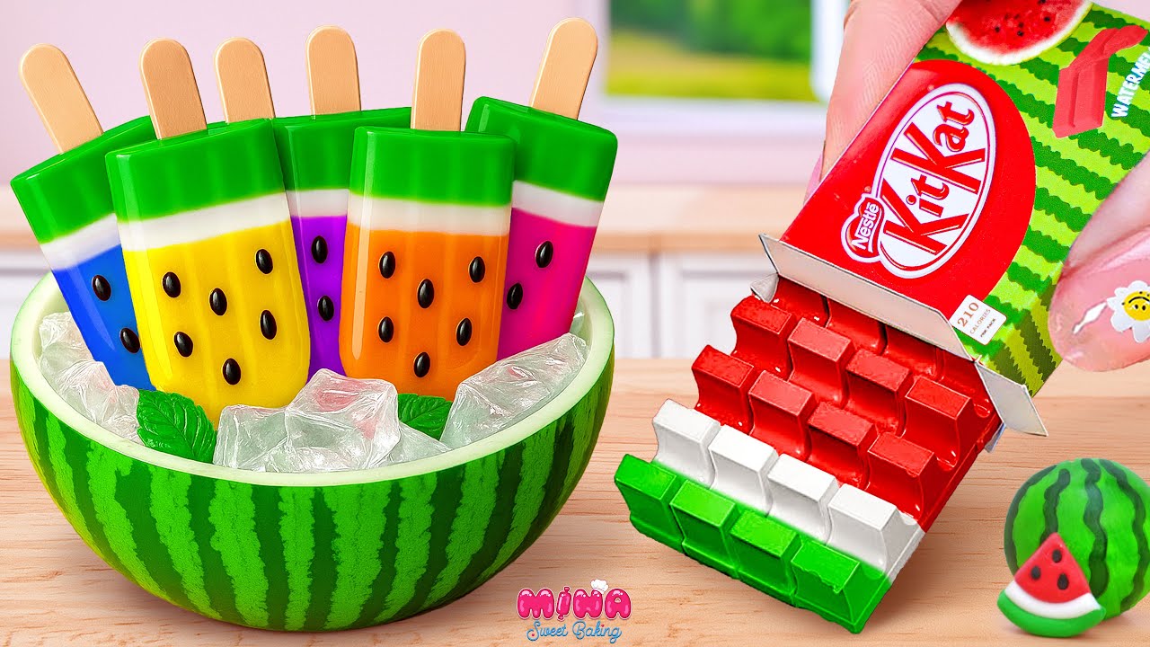 🍉Радужное мороженое против арбузного торта KitKat🍉Лучший рецепт мини-десерта лета | Mina Sweet Ba...