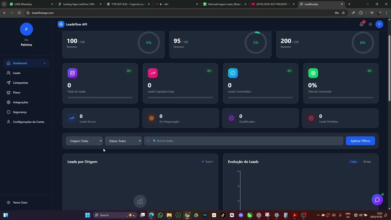 Apresentação da Dashboard (Introdução ao LeadsFlow) Parte 1 #marketingdigital #brasil