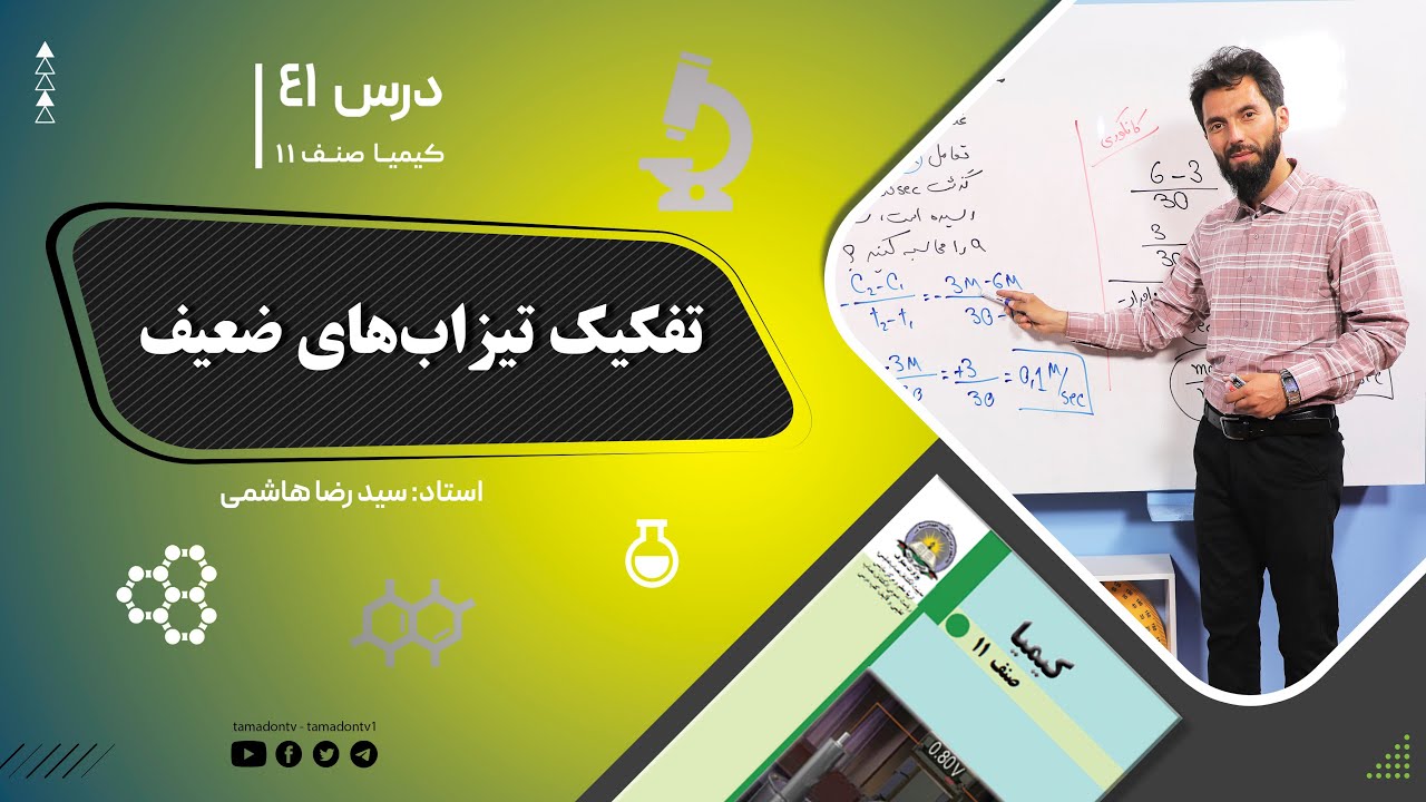 کیمیا صنف یازدهم– جلسه چهل ویکم– موضوع: تفکیک تیزاب‌های ضعیف -18-7-1402