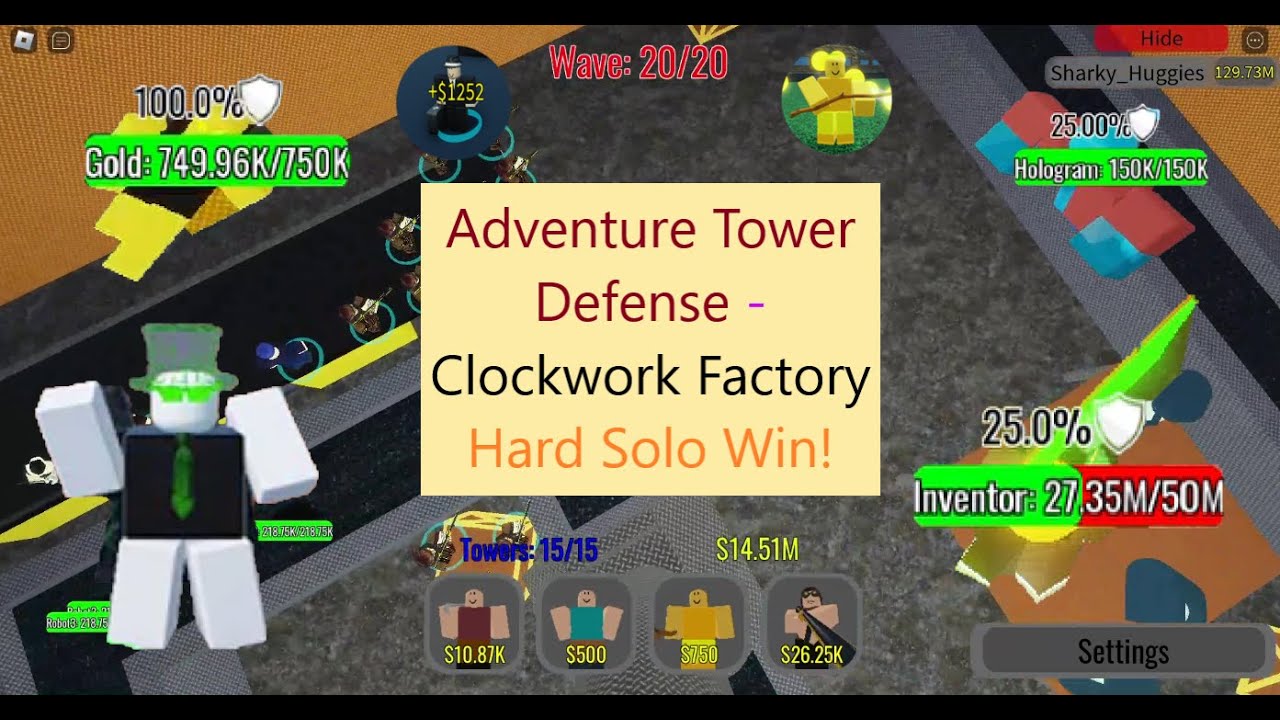 (Full Health Speedrun) Clockwork Factory Hard Solo Victory! || [Roblox] Adventure Tower Defense