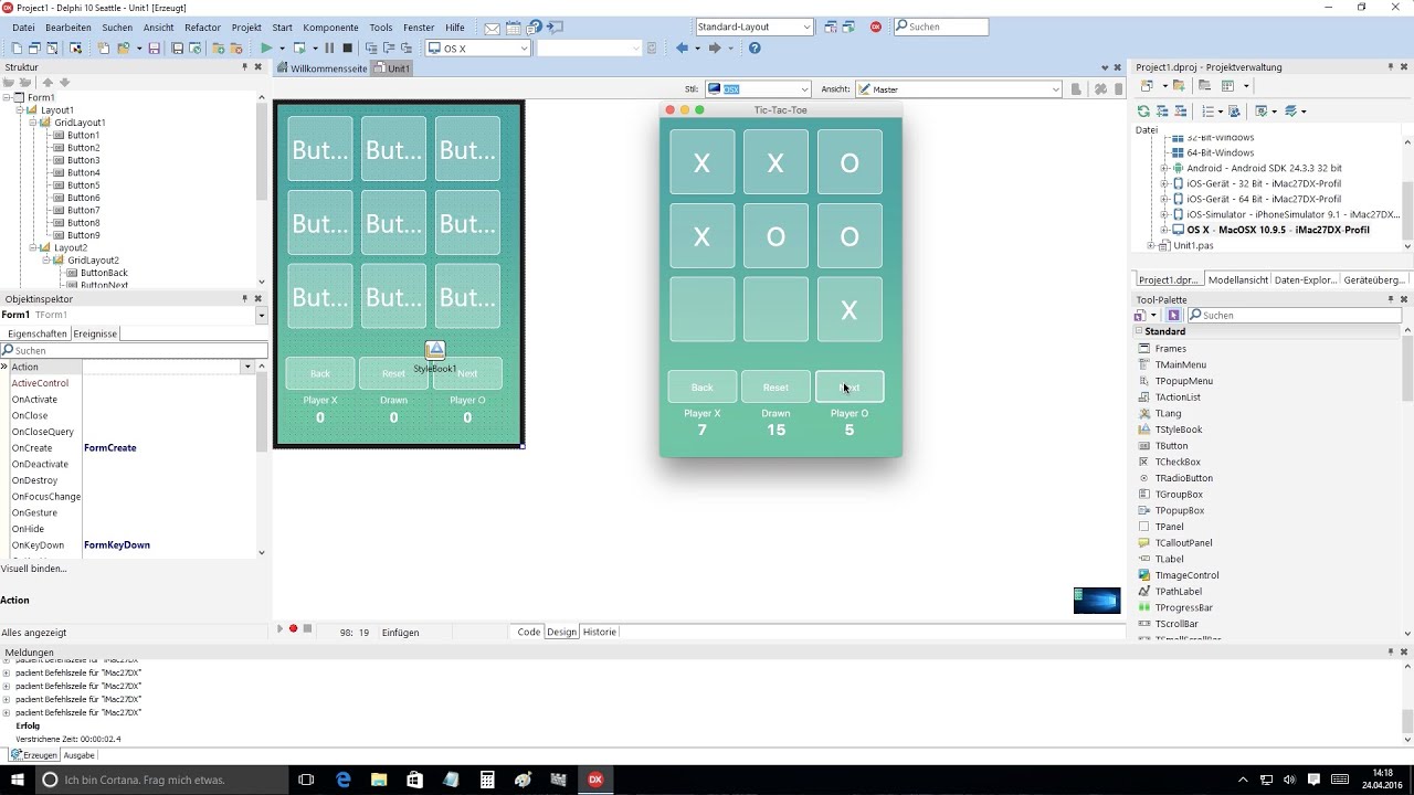 Tutorial: Tic Tac Toe Game with FireMonkey (DX10, Delphi) on Win, OSX