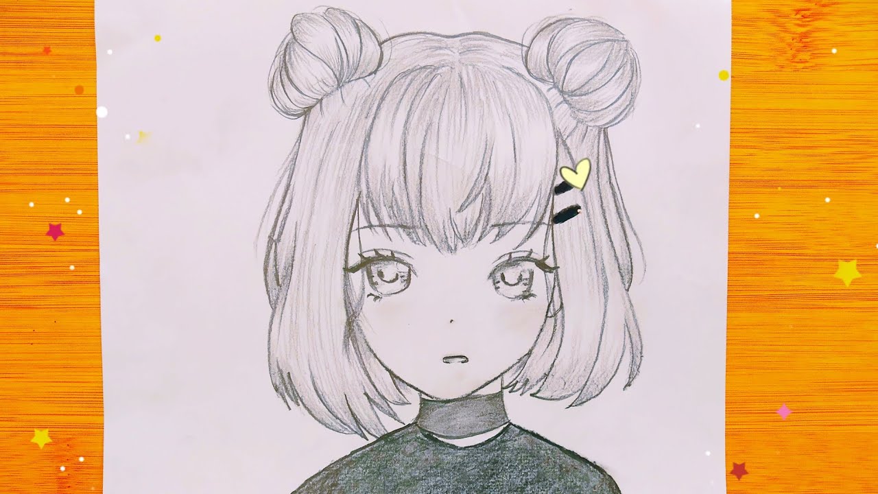 رسم انمي | رسم انمي بنت كيوت سهل بالرصاص خطوة بخطوة للمبتدئين | رسم بنات كيوت سهل جدا| رسومات انمي