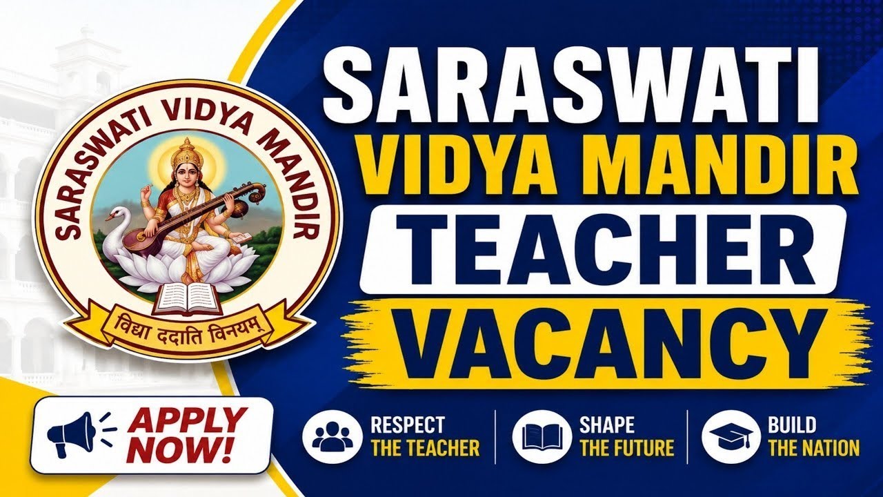Saraswati Vidya Mandir School Teacher Vacancy 2026 | SARASWATI VIDYA MANDIR TEACHER VACANCY 2026