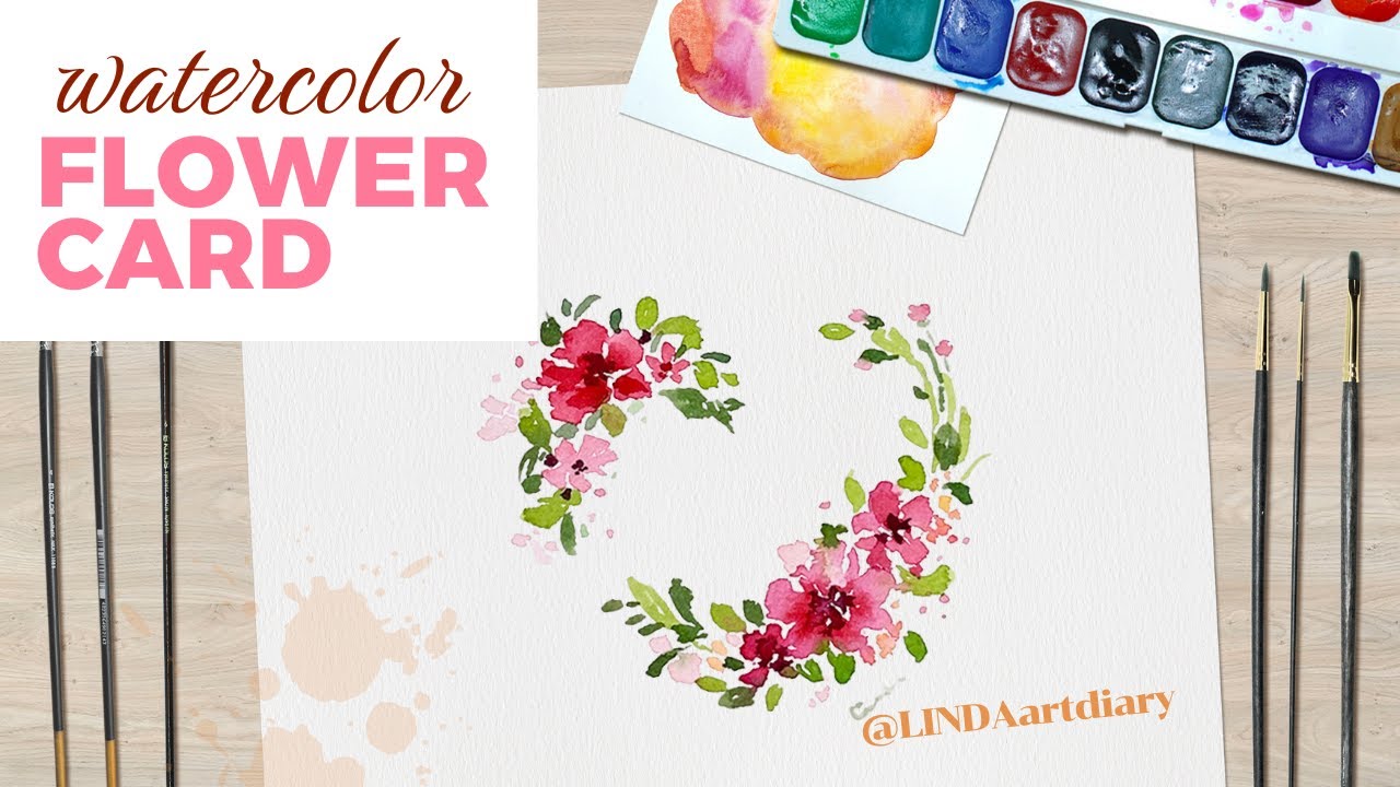 Loose watercolor flowers card idea/Easy for Beginners