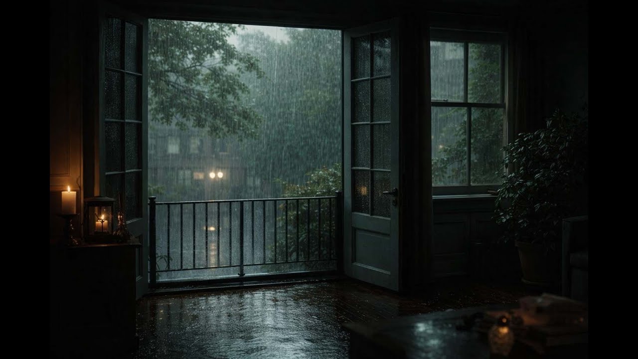 Rain Sounds on Window | Heavy Rain for Sleep, Study & Relaxation (Cozy Night Ambience)