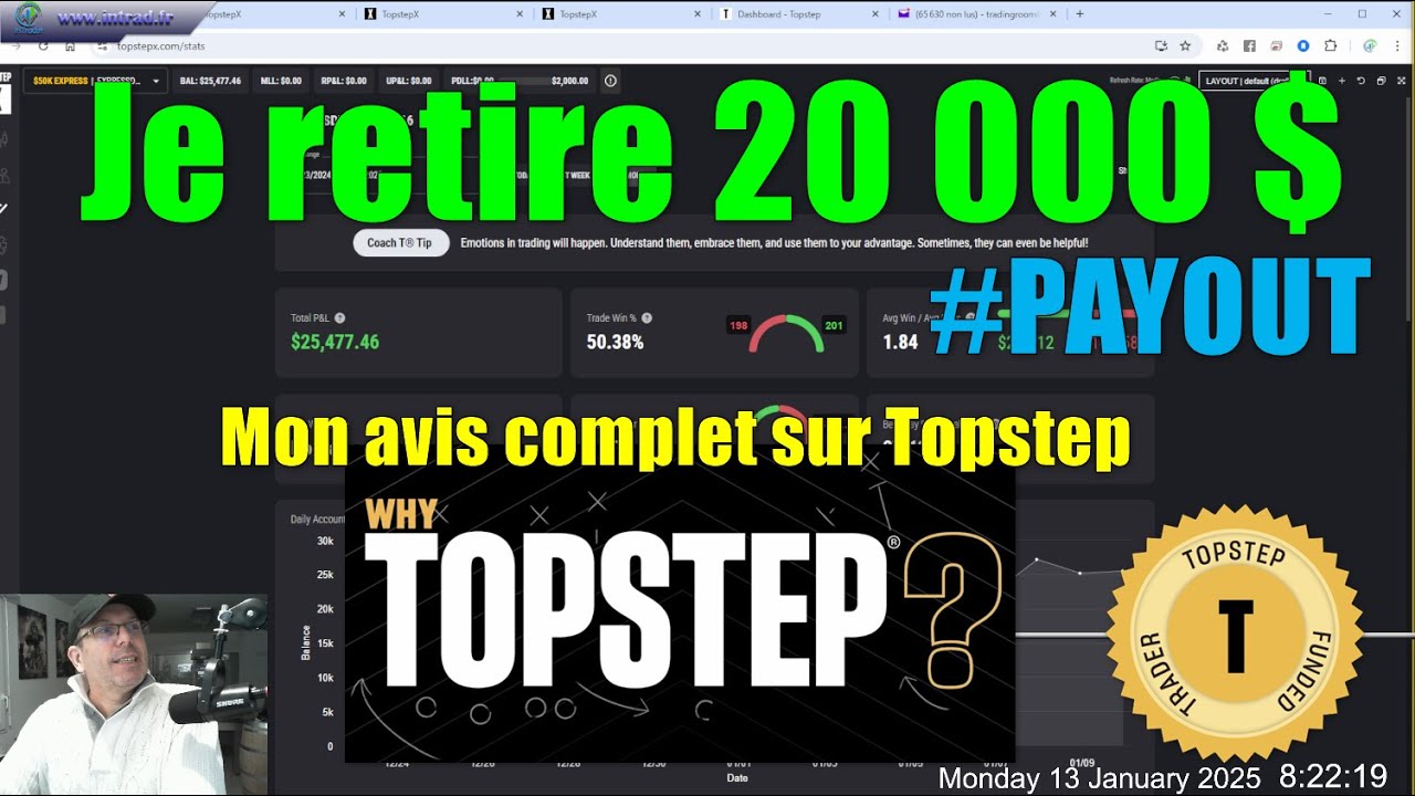 Je retire 20 000$ sur TOPSTEP - je vous explique les r&egrave;gles - mon avis sur topstep