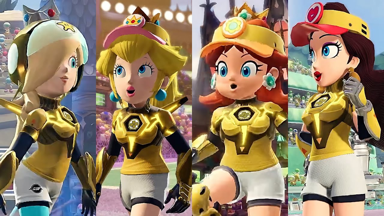 Mario Strikers Battle League Rosalina Peach Daisy and Pauline Gameplay