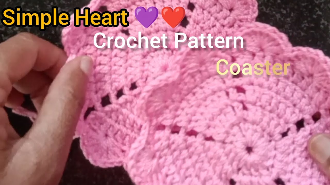 How to Crochet Heart 💜❤️ Pattern Coaster/Beginners friendly/Step - by -step tutorial 