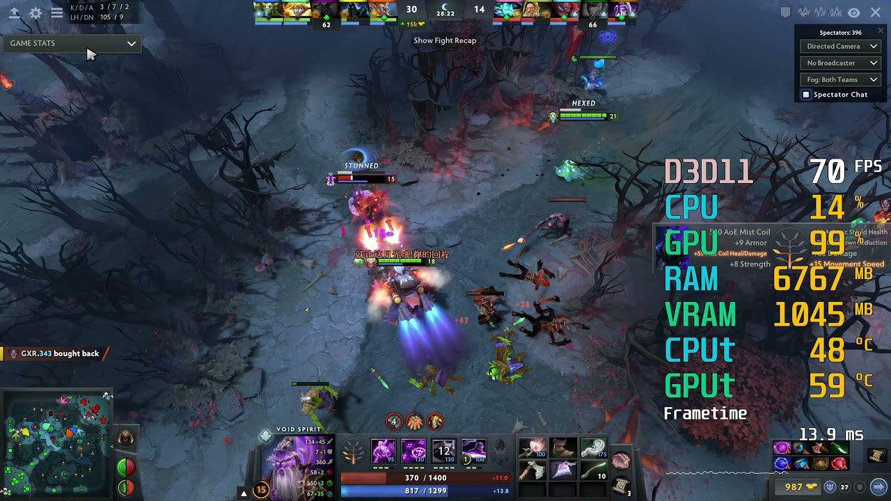 GeForce GT 1030 -- Intel Core i5-11400 -- Dota 2 FPS Test i5-11400F