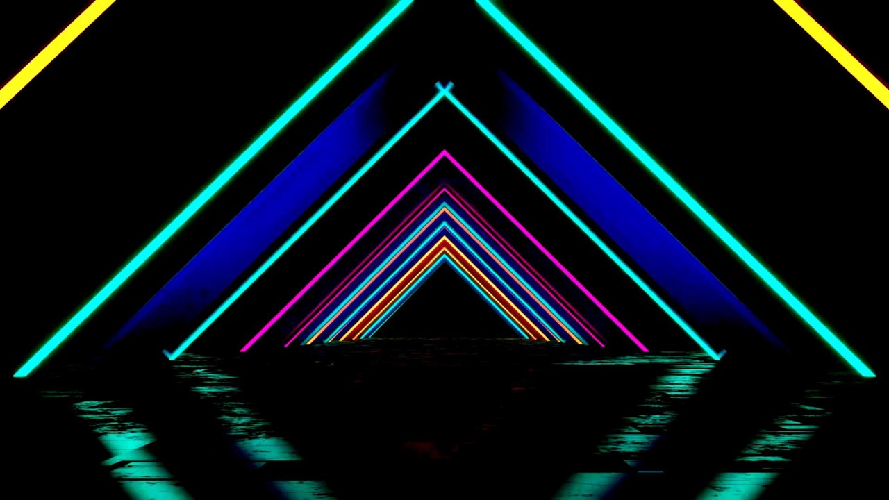 🎬 Explosão Visual 4K – Многоцветный Неоновый Треугольный Туннель | VJ Loop (Без Звука)