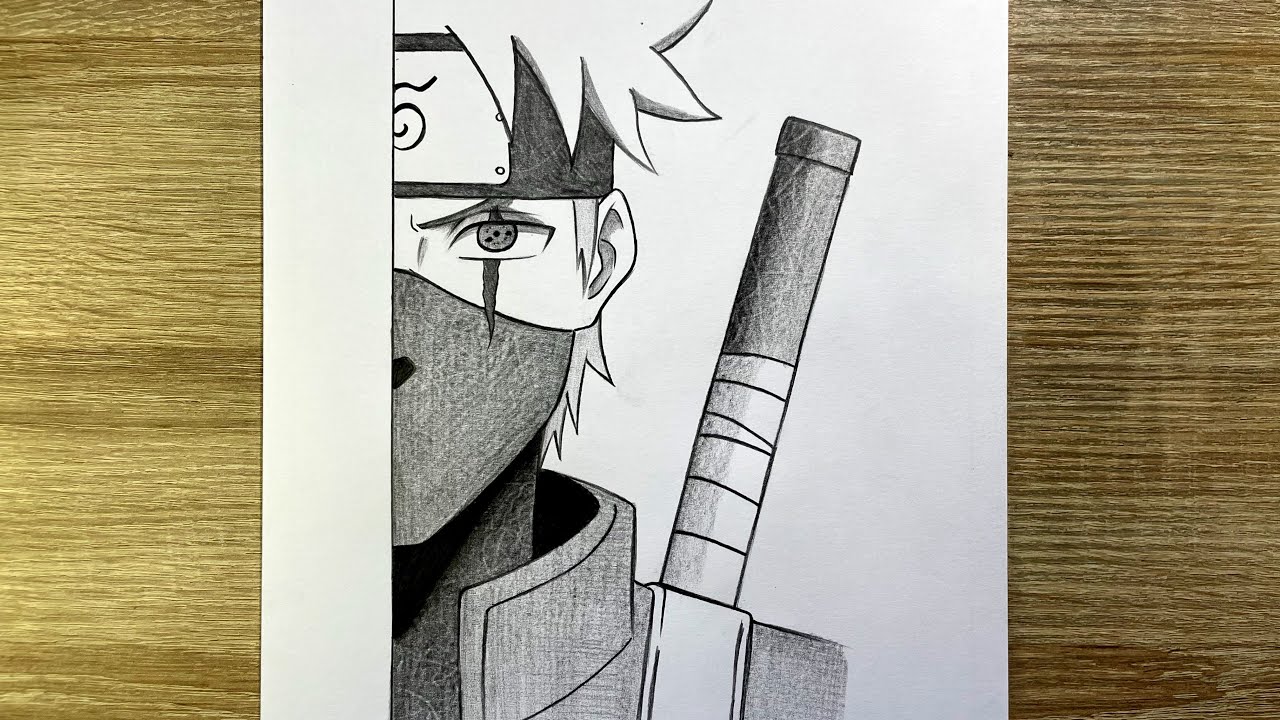 Comment dessiner Kakashi de Naruto (moitié visage) ✏️ | Dessin facile au crayon pas à pas