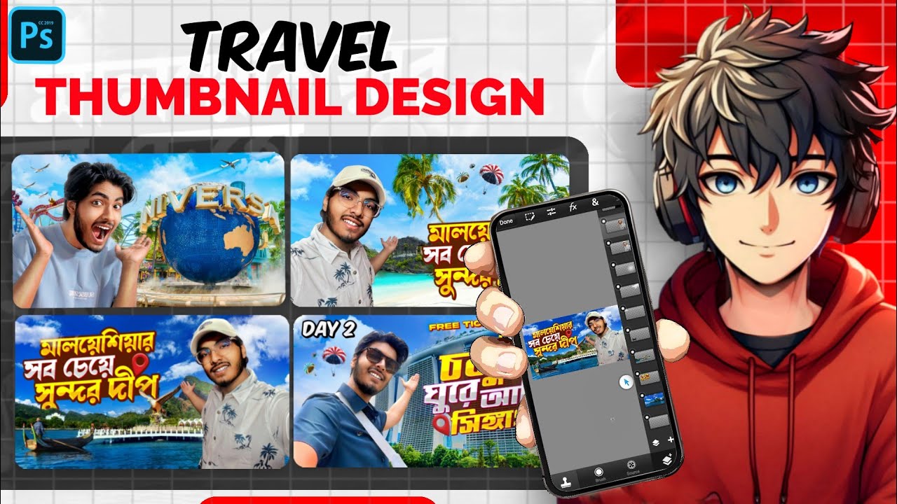 Master On Travel Thumbnail Design in Mobile  | মোবাইলে দিয়ে Pro থাম্বনেইল ডিজাইন