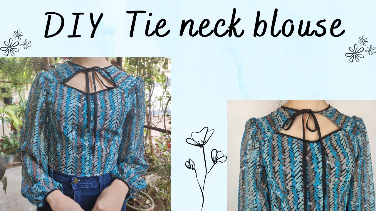 How to make a tie neck blouse/DIY tie neck top
