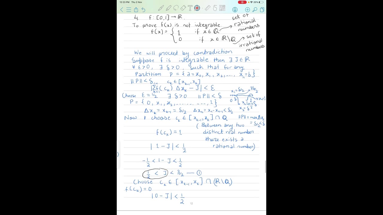 Proving Dirichlet Function is not Riemann Integrable
