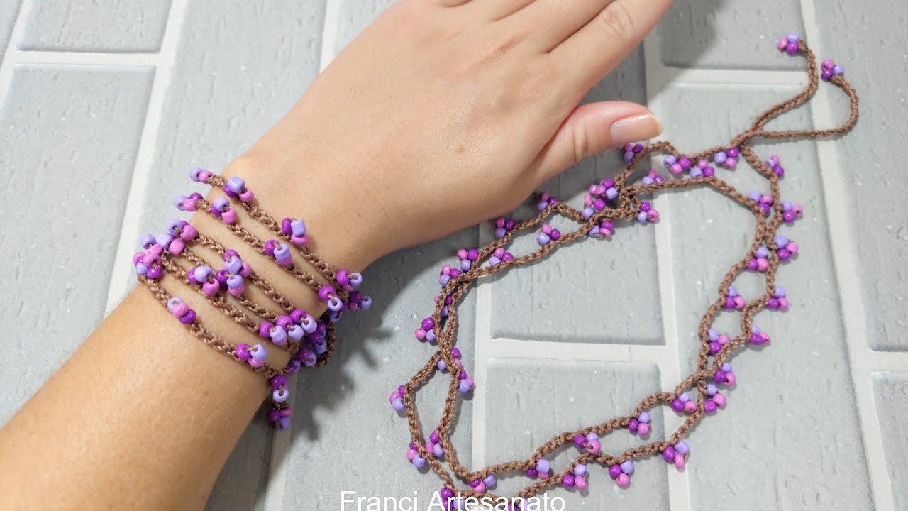 PULSEIRA ENCANTO DE CROCH&Ecirc; QUE TAMB&Eacute;M PODE SER UM COLAR 😍😲 | Venha ver 