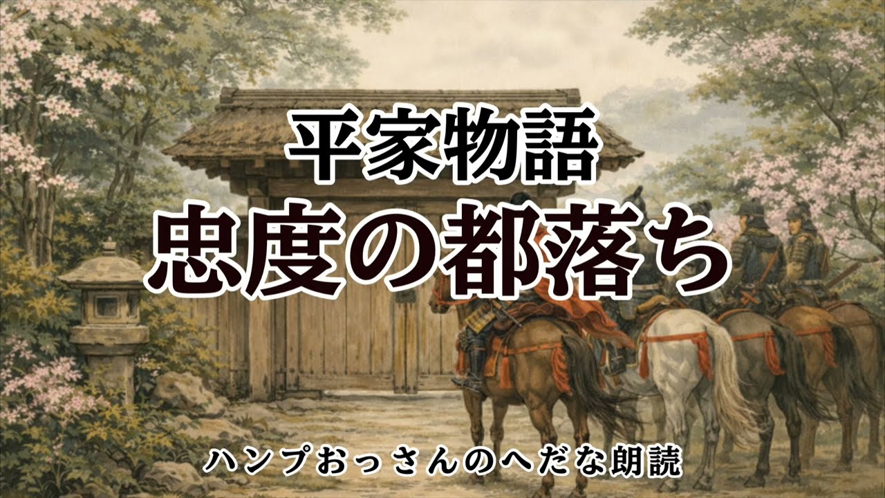 【朗読】平家物語：忠度の都落ち　　薩摩守忠度は、いづくよりや帰られたりけん、侍五騎、童一人、わが身ともに七騎取とッて返し……