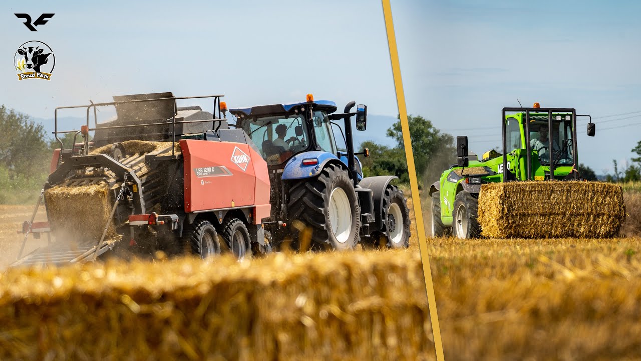 |Straw Baling and Transport | NewHolland T7.245 & Kuhn LSB 1290D - Merlo TurboFarmer 38.10|Brezzi|