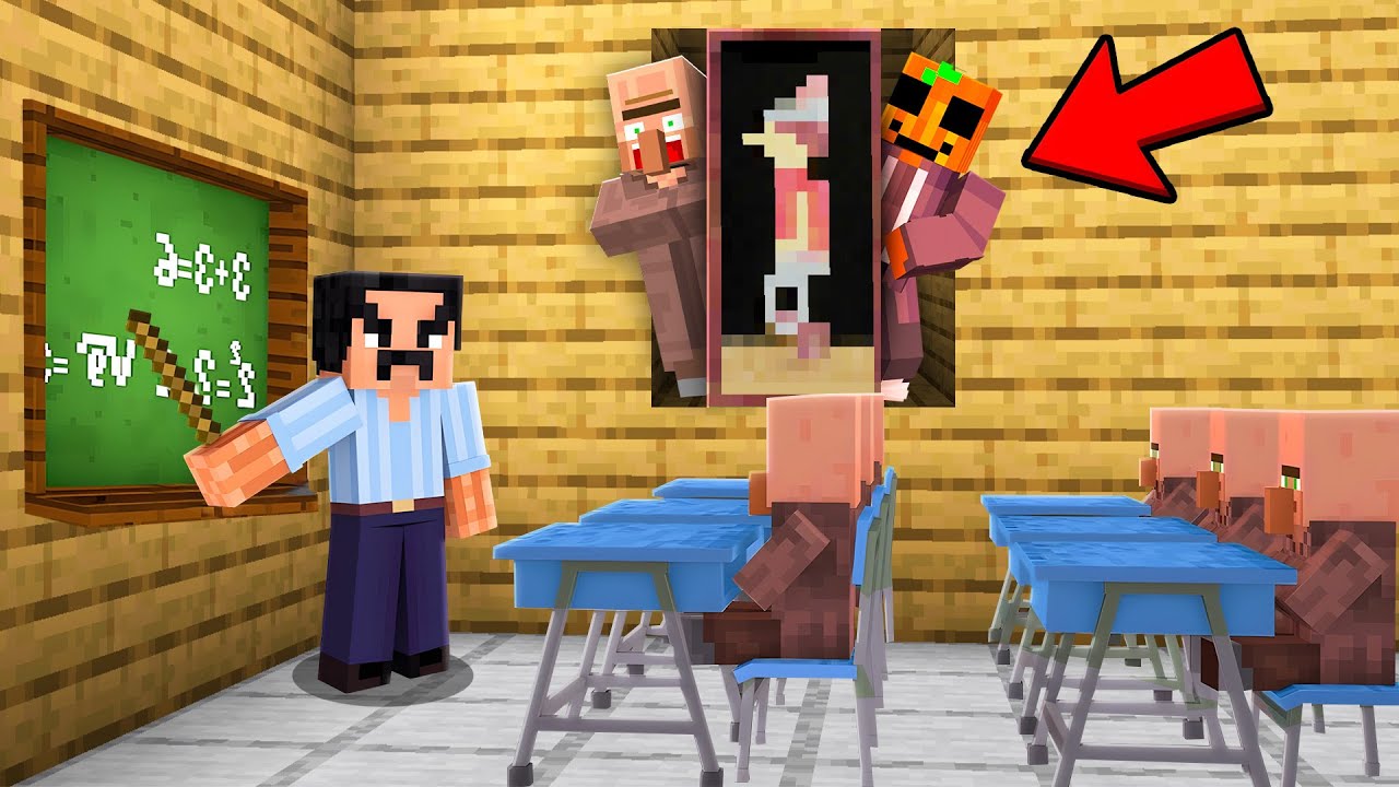 Construí una Sala SECRETA Para Esconderme en Escuela de Aldeanos!