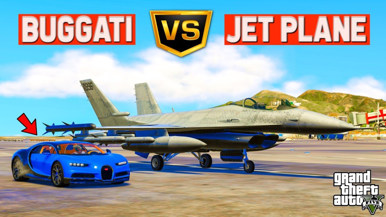 GTA 5: Super Buggati Vs Jet Plane | World Fastest Jet Plane Vs World Fastest Cars | GTA 5 MODS!