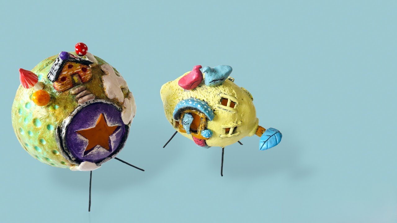 2 DIY Beautiful Table Lamps Fairy House Design Clay Craft Ideas