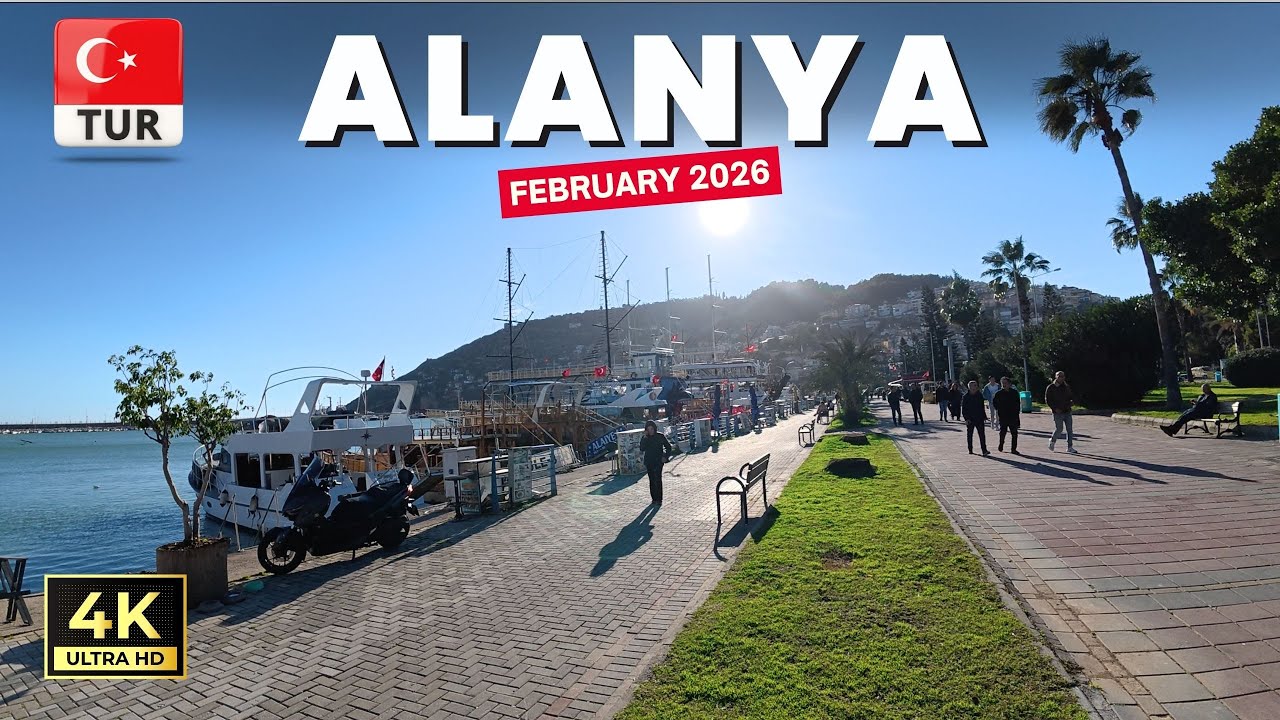 Alanya Harbour & Red Tower Walking Tour | Antalya Turkey | February 2026 [4K HD]