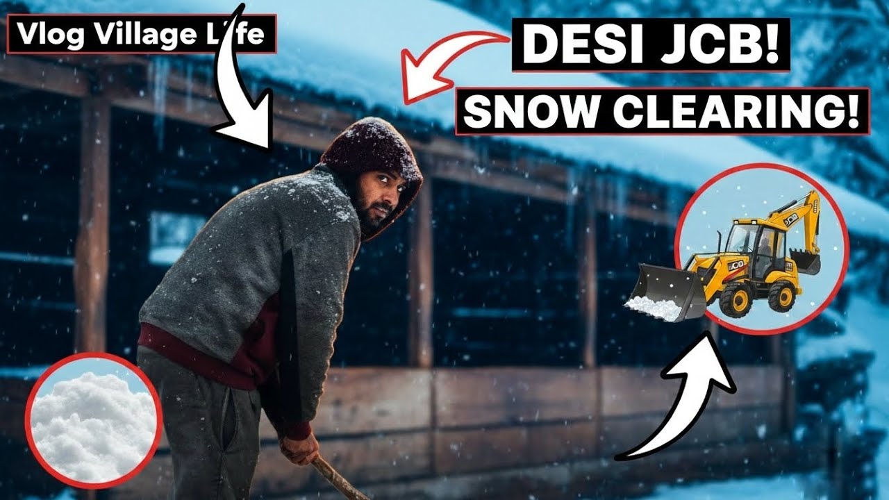 #Vlog: Village life #Sukoon, Desi JCB Machine #Snow Clearance 