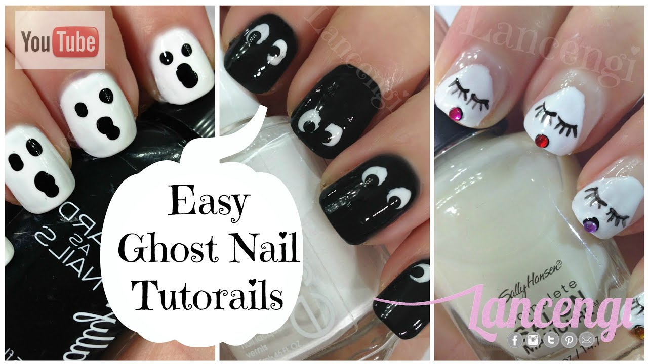 DIY Halloween Nail Art - Cute & Easy Ghost Nails