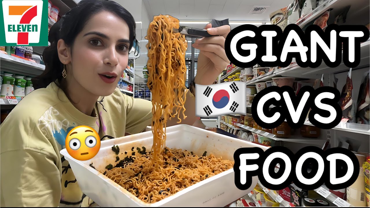 🇰🇷24 hours using *GIANT* THINGS only 😳 | Korean cvs food and more🍱