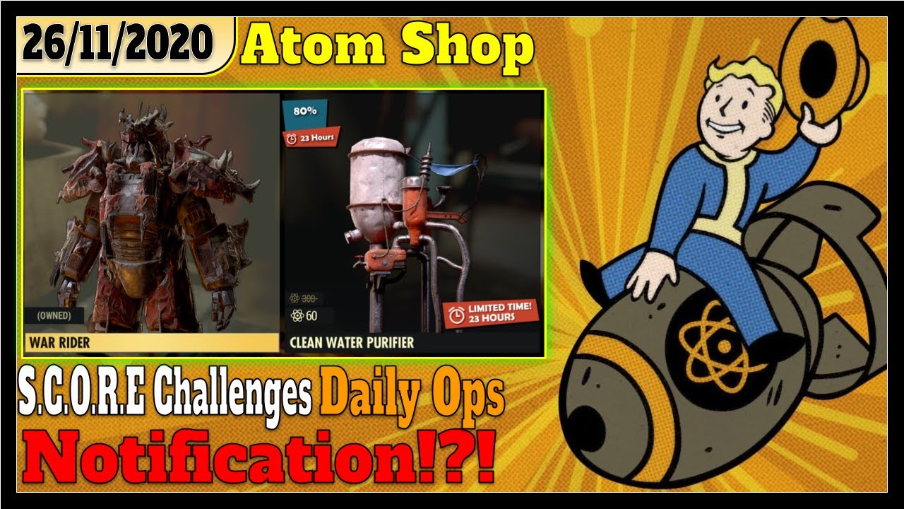 Fallout 76 Atomic Shop Offers War Rider and Clean Water Purifier - I Got a New Plan for Daily OP