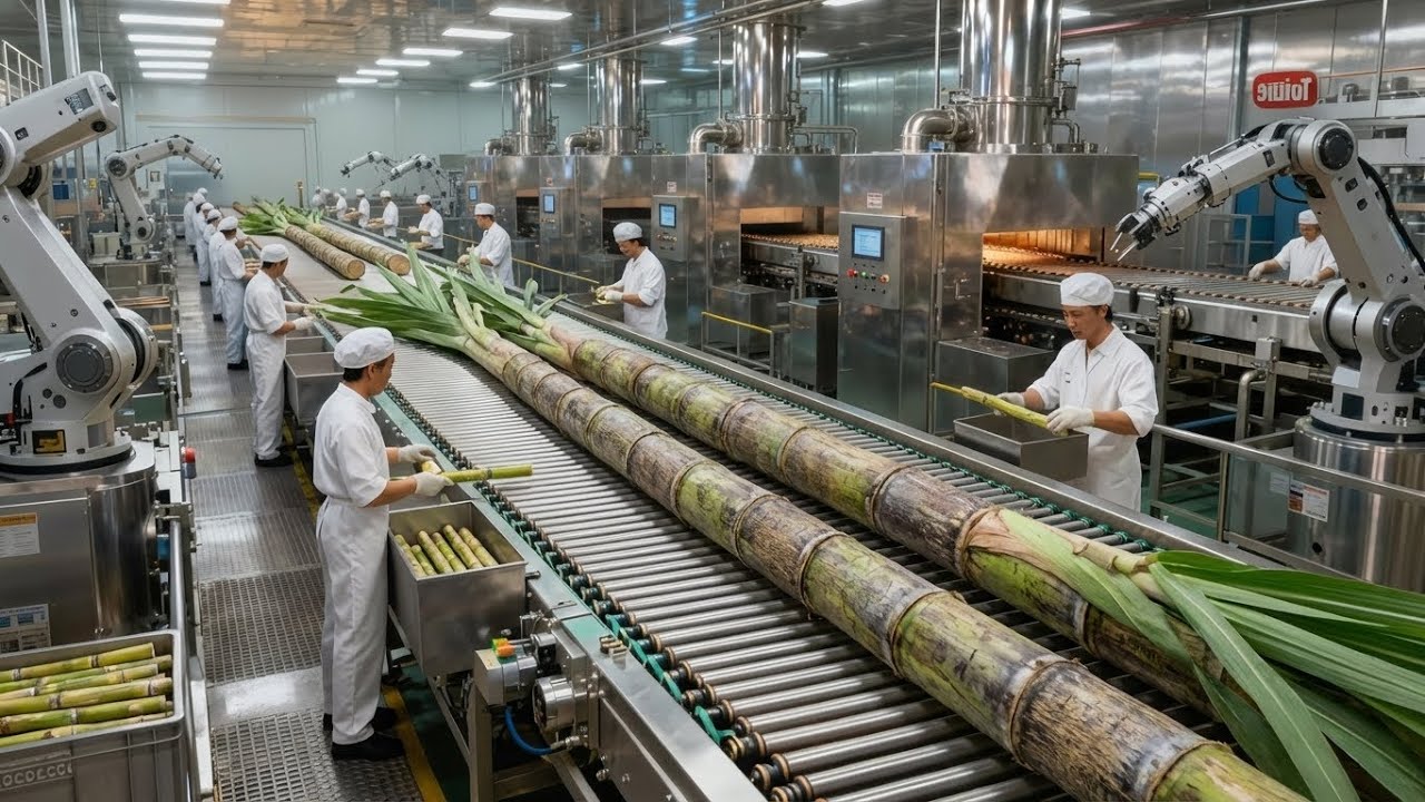 Secrets Inside The Factory: How Raw Cane Becomes Pure Juice (Full Process)