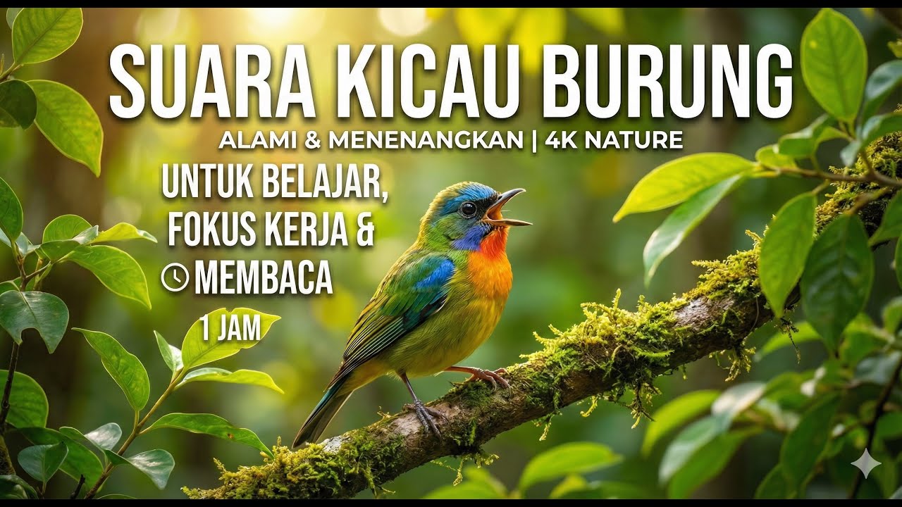 [1 Jam!!!] Suara Kicau Burung di Pagi Hari untuk Fokus Belajar, Kerja & Membaca