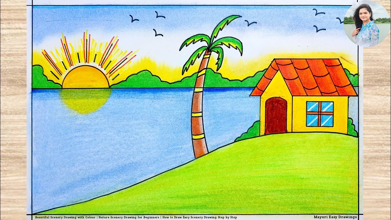 Beautiful Scenery Drawing for Beginners | Easy Nature Drawing Step by Step |How to Draw Easy Scenery