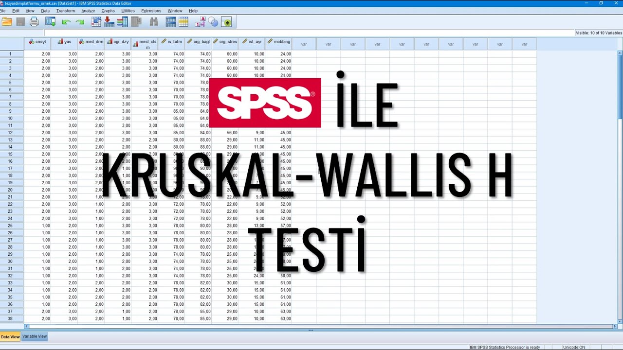 SPSS İle Kruskal-Wallis H Testi | Amacı, Ön Şartları, ANOVA'dan Farkı ve Çoklu Karşılaştırma