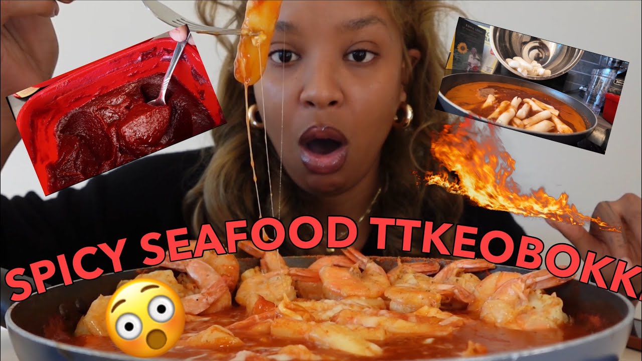 ОСТРЫЕ МОРЕПРОДУКТЫ ТТКЕОБОККИ: Креветки и рисовые лепешки!!