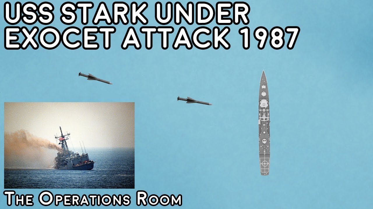 USS Stark Hit by Two Iraqi Exocet Missiles, 1987 - Animated