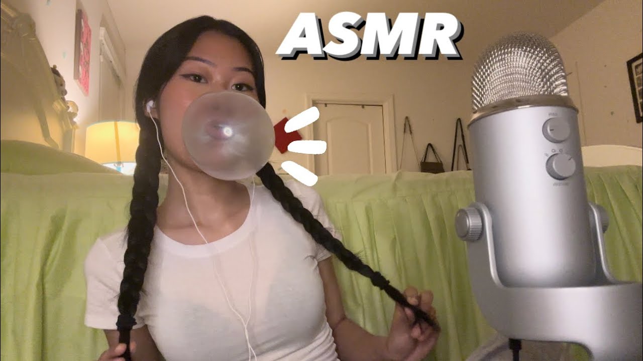 ASMR bubble gum chewing & bubble blowing
