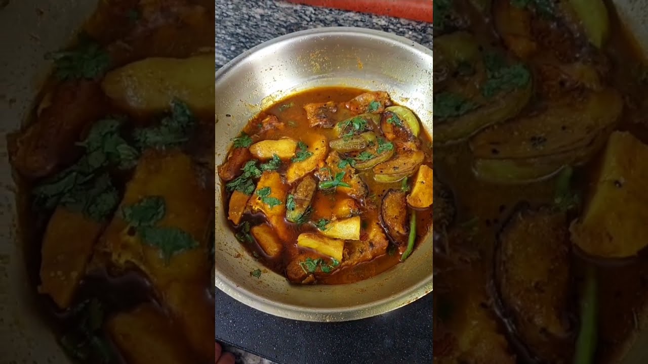 Katal aaloo begun rasha 