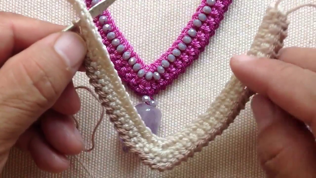 !!!NUEVO DISEÑO!!! COLLAR CROCHET PUNTO CANGREJO Y CRISTALES TEJIDOS