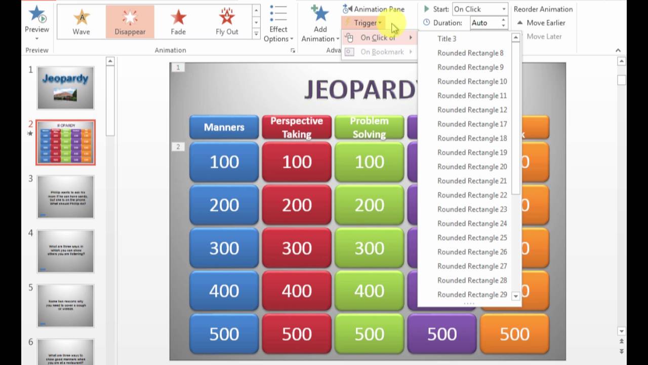 Jeopardy Triggers