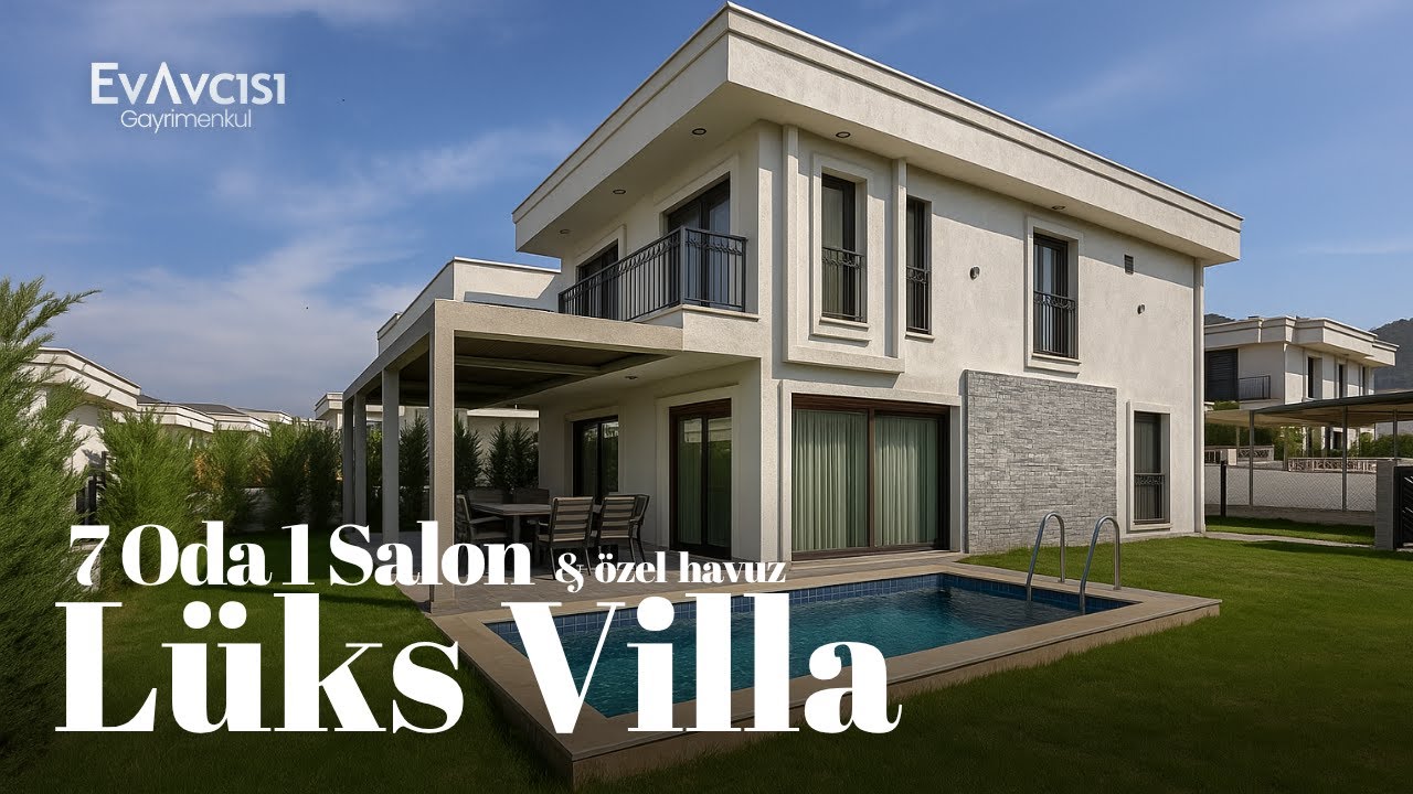 Kuşadası G&uuml;zel&ccedil;amlı'da 7 Oda 1 Salon L&uuml;ks Villa I Kuşadası Satılık Villa