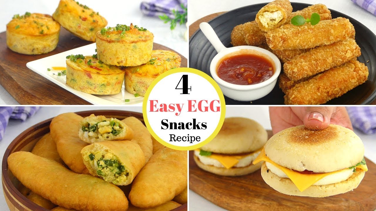 4 Easy Egg Snacks Recipes by Tiffin Box for kids | Egg piroshki, Egg Muffin, Egg Burger, Egg Fingers